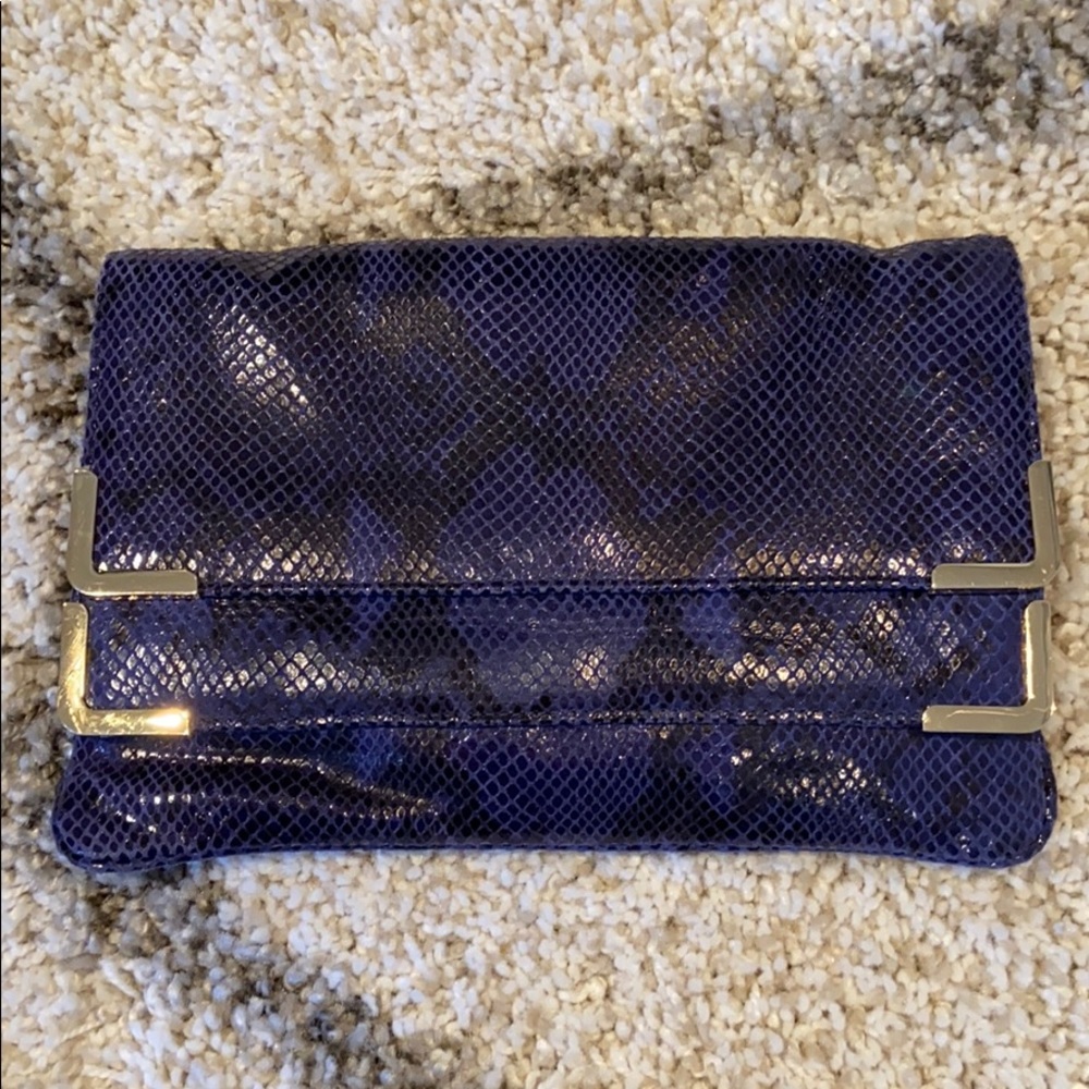 Micheal Kors blue snakeskin clutch